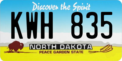 ND license plate KWH835