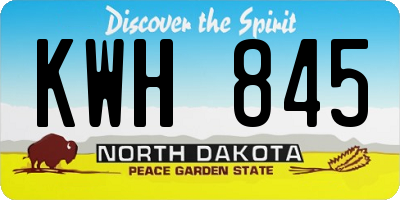 ND license plate KWH845