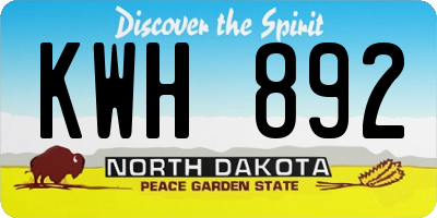 ND license plate KWH892