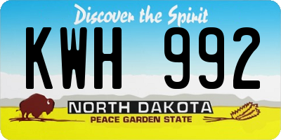 ND license plate KWH992