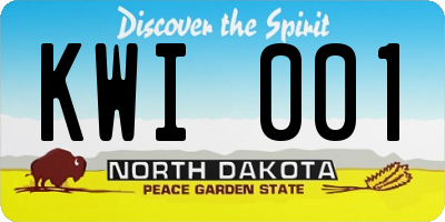 ND license plate KWI001