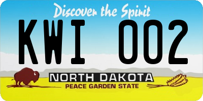 ND license plate KWI002