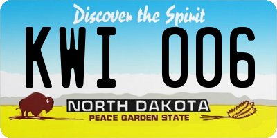 ND license plate KWI006