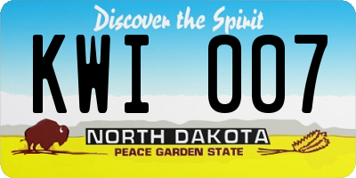 ND license plate KWI007