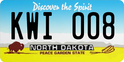 ND license plate KWI008