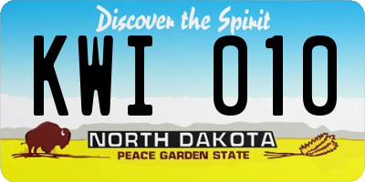 ND license plate KWI010