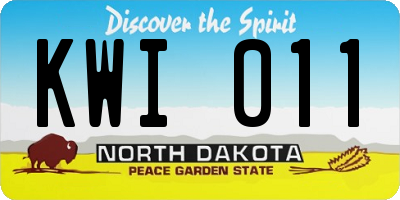 ND license plate KWI011