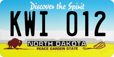 ND license plate KWI012