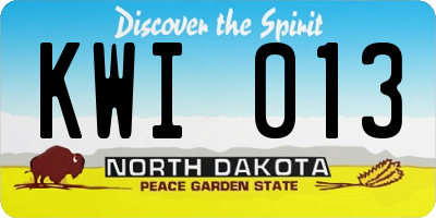 ND license plate KWI013