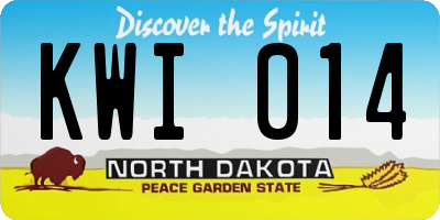ND license plate KWI014