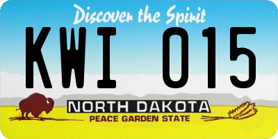 ND license plate KWI015