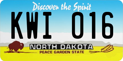 ND license plate KWI016