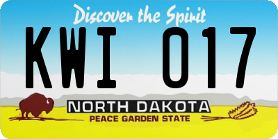 ND license plate KWI017