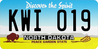 ND license plate KWI019