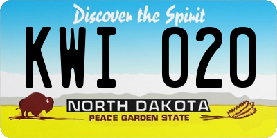 ND license plate KWI020