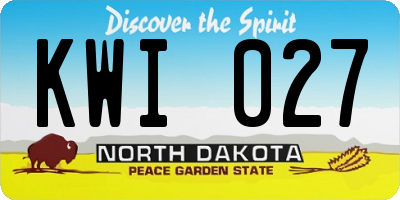 ND license plate KWI027