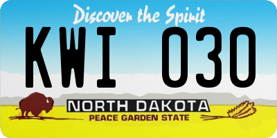 ND license plate KWI030