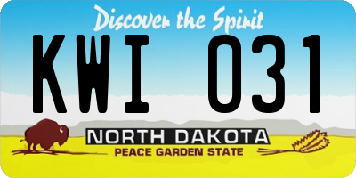 ND license plate KWI031