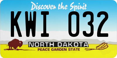 ND license plate KWI032