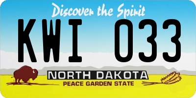 ND license plate KWI033