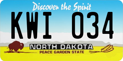 ND license plate KWI034