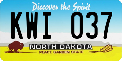 ND license plate KWI037