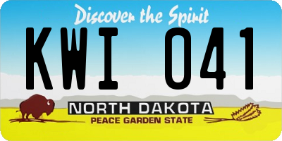 ND license plate KWI041