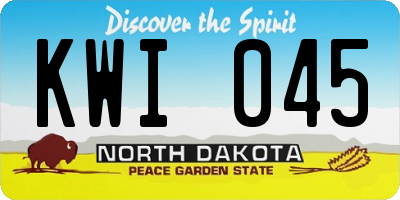 ND license plate KWI045