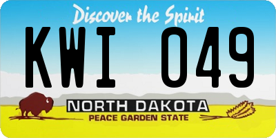 ND license plate KWI049