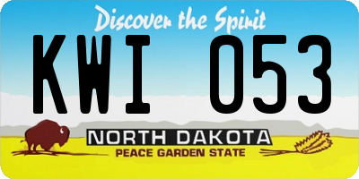 ND license plate KWI053
