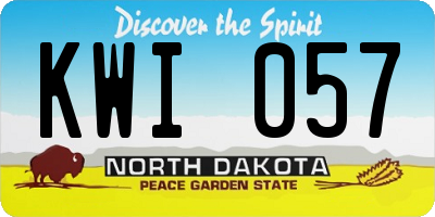 ND license plate KWI057