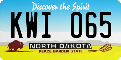 ND license plate KWI065