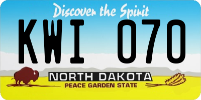 ND license plate KWI070