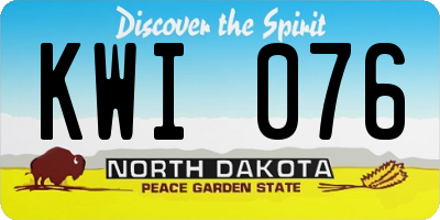 ND license plate KWI076