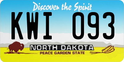 ND license plate KWI093