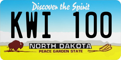 ND license plate KWI100