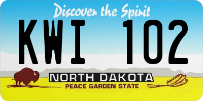 ND license plate KWI102