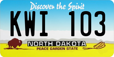 ND license plate KWI103