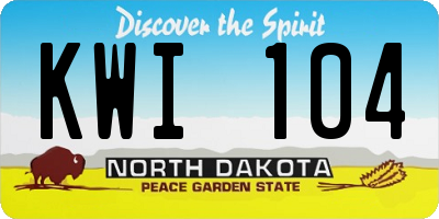 ND license plate KWI104