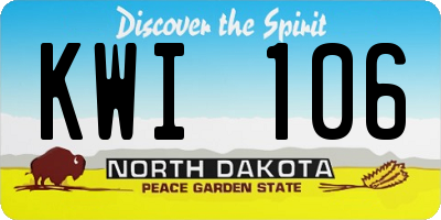 ND license plate KWI106