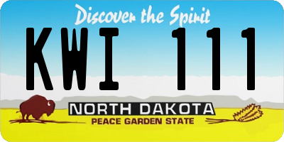 ND license plate KWI111