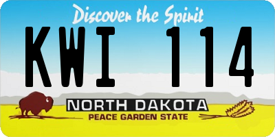 ND license plate KWI114