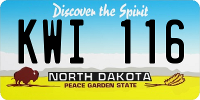 ND license plate KWI116