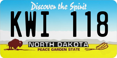 ND license plate KWI118