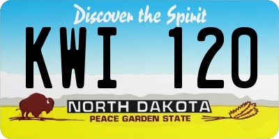 ND license plate KWI120