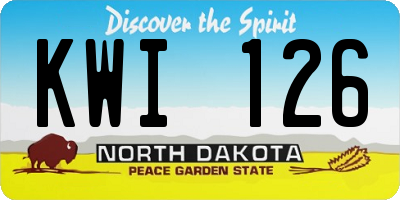 ND license plate KWI126