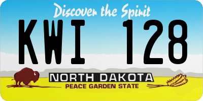ND license plate KWI128