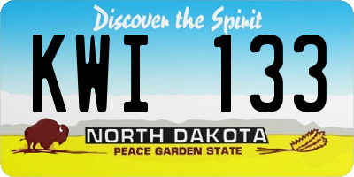ND license plate KWI133