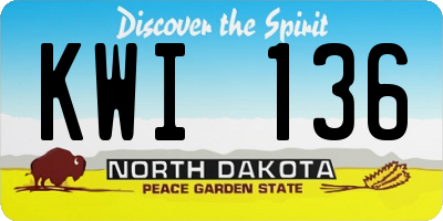 ND license plate KWI136