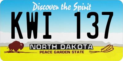 ND license plate KWI137